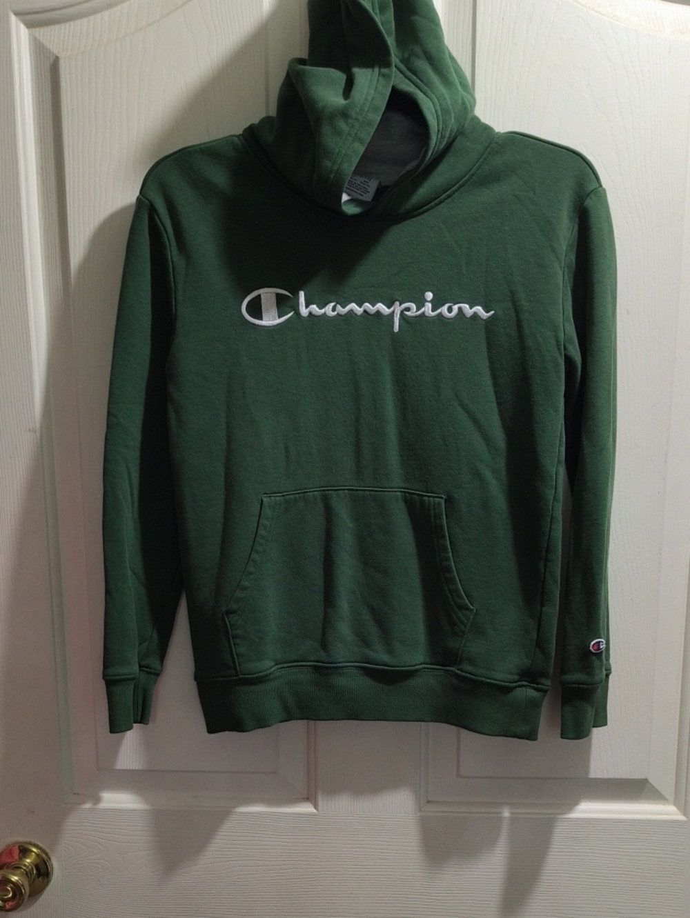Champion Green Pullover Hoodie with White Script Logo